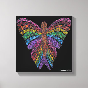 Rainbow Butterfly (black) - Canvas Print