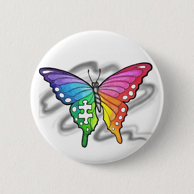 Rainbow Butterfly Button (Front)