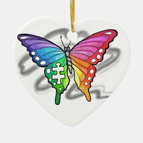 Rainbow Butterfly Ceramic Ornament