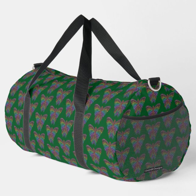 Rainbow Butterfly (dark green) - Duffel Bag (Right Corner)