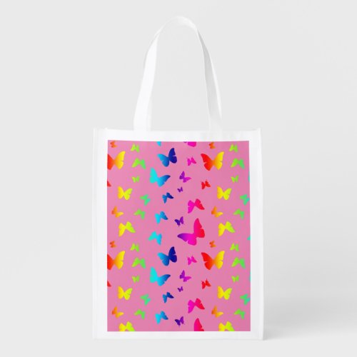 Rainbow Butterfly Delight Grocery Bag