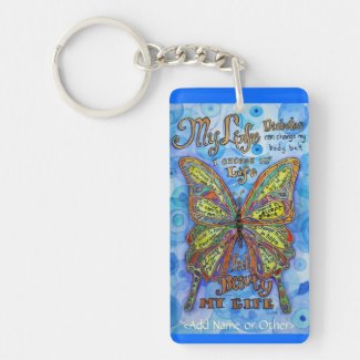 Rainbow Butterfly Diabetes Keychain (Art & Poem)