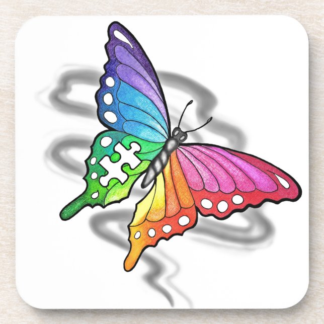 Rainbow Butterfly Drink Coaster (Front)