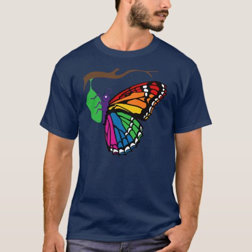 Rainbow Butterfly Emerging From Chrysalis T_Shirt