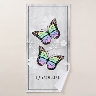 Rainbow Butterfly Floral Bath Towel Set