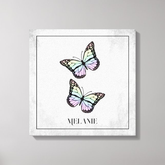 Rainbow Butterfly Floral Canvas Print (Front)