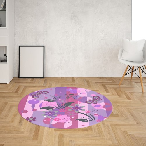 Rainbow Butterfly Floral Flower Rug