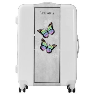Rainbow Butterfly Floral Personalized Luggage