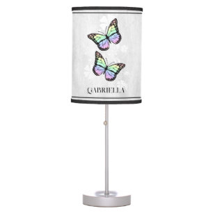 Rainbow Butterfly Floral Personalized Table Lamp