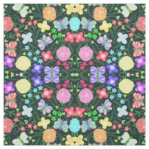 Rainbow Butterfly Flower Fabric