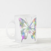 Rainbow butterfly frosted glass coffee mug (Left)