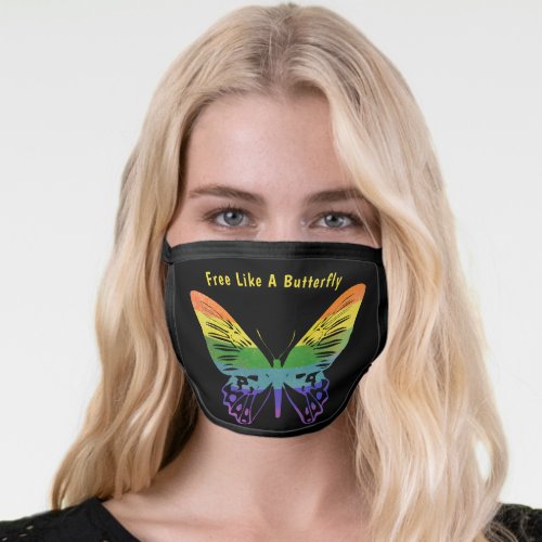 Rainbow Butterfly Gay LGBTQ Flag Colors Face Mask