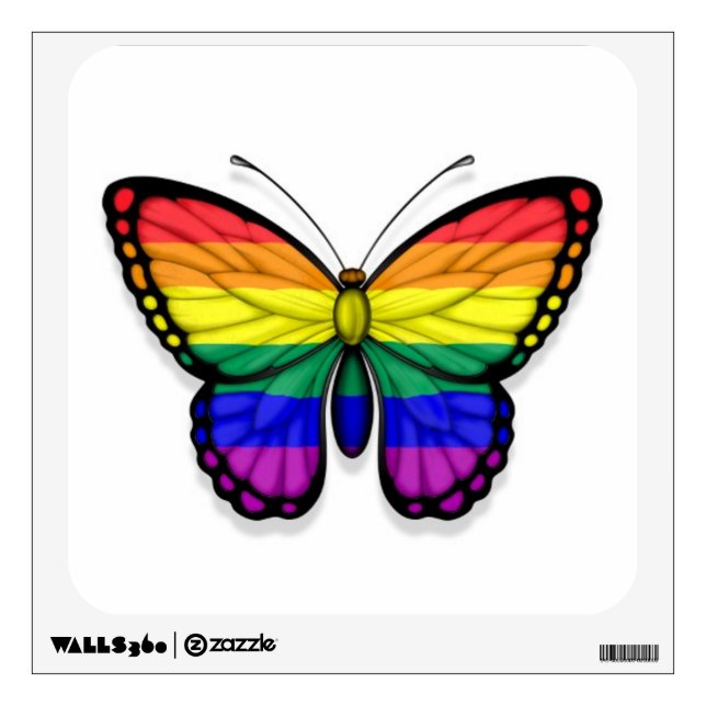 Rainbow Butterfly Gay Pride Flag Wall Sticker (Front)