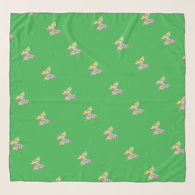 Rainbow Butterfly Green   Scarf (Front)