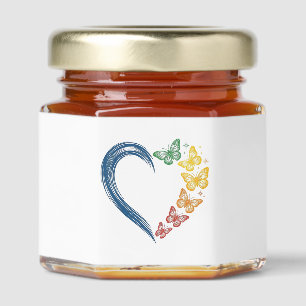 Rainbow Butterfly Heart Vintage Engraving Design_1 Honey Jar Favors