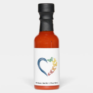 Rainbow Butterfly Heart Vintage Engraving Design_1 Hot Sauces