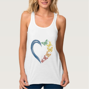 Rainbow Butterfly Heart Vintage Engraving Design_1 Tank Top