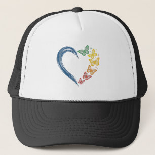 Rainbow Butterfly Heart Vintage Engraving Design_1 Trucker Hat
