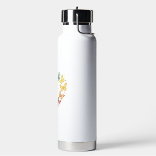 Rainbow Butterfly Heart Vintage Engraving Design_1 Water Bottle