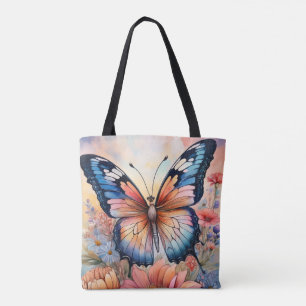 Rainbow Butterfly in a Flower Garden Tote Bag
