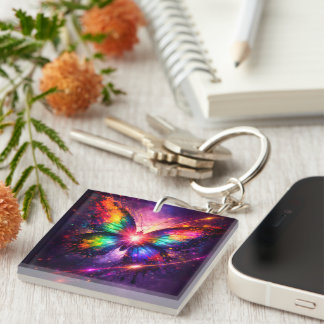 Rainbow Butterfly Keyring