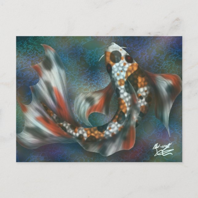 Rainbow Butterfly Koi Postcard (Front)