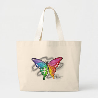 Rainbow Butterfly Large Tote Bag