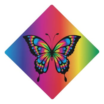 Rainbow Butterfly Lgbt Pride Graduation Cap Topper by Angharad13 at Zazzle