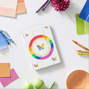Rainbow Butterfly LGBTQ+ Pride Button iPad Mini Cover
