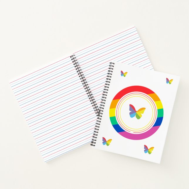 Rainbow Butterfly LGBTQ+ Pride Button Notebook (Inside)