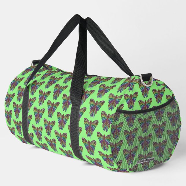 Rainbow Butterfly (light green) - Duffel Bag (Right Corner)