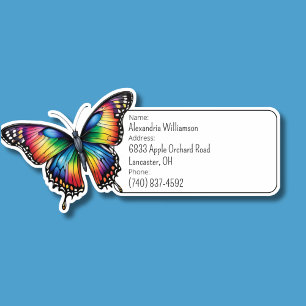 Rainbow Butterfly Luggage ID Sticker