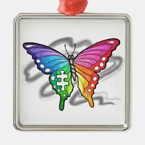 Rainbow Butterfly Metal Ornament