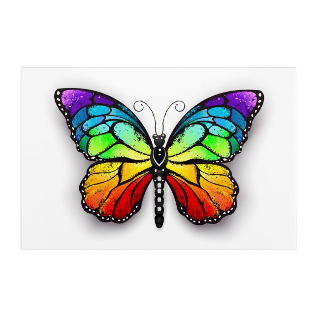 Rainbow butterfly Monarch Acrylic Print (Front)