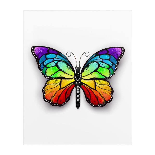Rainbow butterfly Monarch Acrylic Print (Front)
