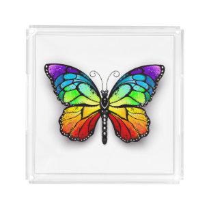 Rainbow butterfly Monarch Acrylic Tray
