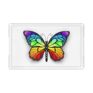 Rainbow butterfly Monarch Acrylic Tray