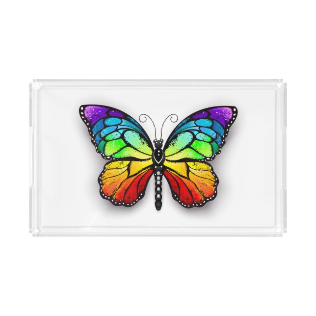 Rainbow butterfly Monarch Acrylic Tray (Front)