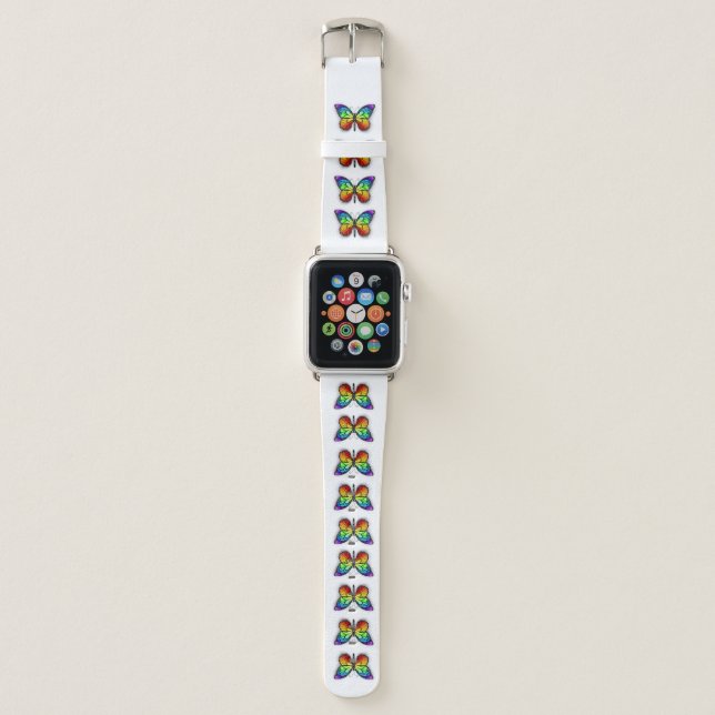 Rainbow butterfly Monarch Apple Watch Band (Front)