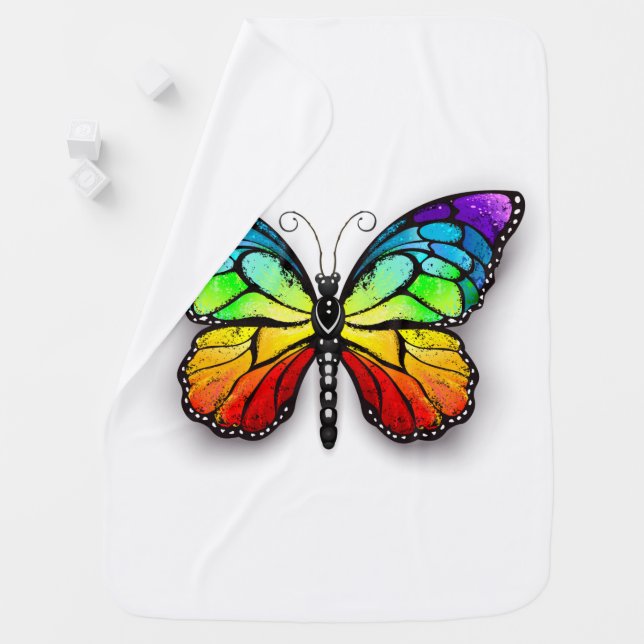 Rainbow butterfly Monarch Baby Blanket (In Situ)