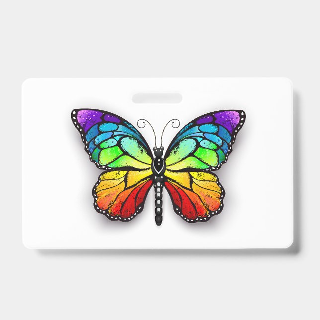 Rainbow butterfly Monarch Badge (Front)