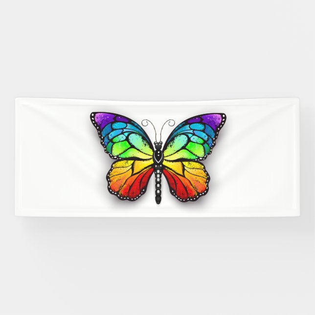 Rainbow butterfly Monarch Banner (Horizontal)