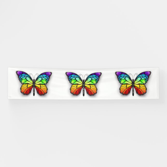 Rainbow butterfly Monarch Banner (Horizontal)