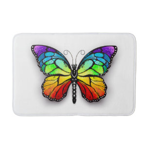 Rainbow butterfly Monarch Bath Mat