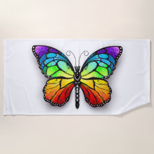 Rainbow butterfly Monarch Beach Towel