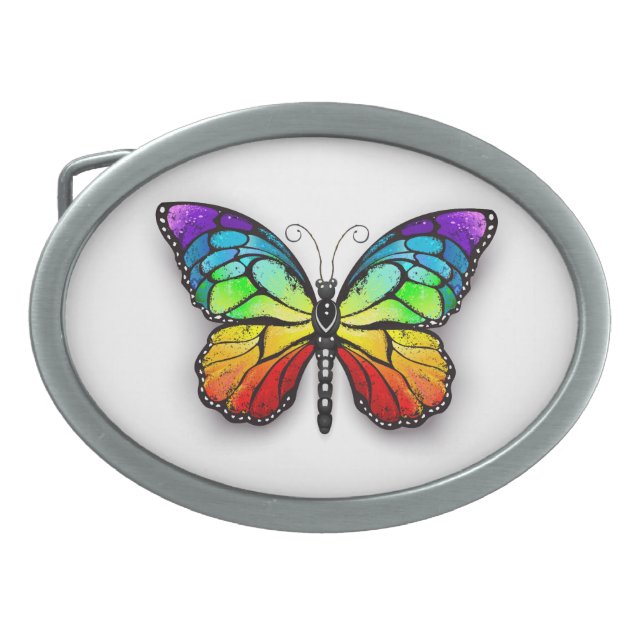 Rainbow butterfly Monarch Belt Buckle (Front)