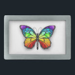 Rainbow butterfly Monarch Belt Buckle<br><div class="desc">Realistic monarch butterfly in all the colors of the rainbow on a white background. Rainbow butterfly.</div>