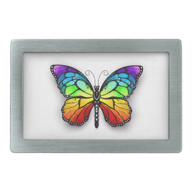 Rainbow butterfly Monarch Belt Buckle (Front)