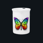Rainbow butterfly Monarch Beverage Pitcher<br><div class="desc">Realistic monarch butterfly in all the colors of the rainbow on a white background. Rainbow butterfly.</div>