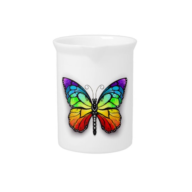 Rainbow butterfly Monarch Beverage Pitcher (Front)